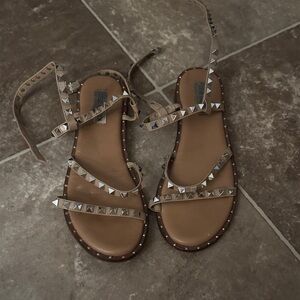 Steve Madden Tan Studded Ankle-Tie Sandals